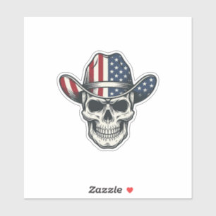 Patriotisches Cowboy-Schädel-Vintage-Stickerei-Shi Aufkleber