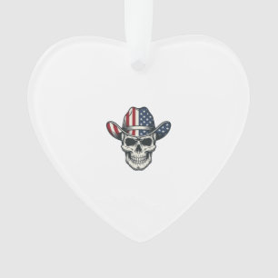 Patriotisches Cowboy-Schädel-Vintage-Stickerei-Shi Ornament