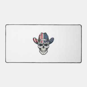 Patriotisches Cowboy-Schädel-Vintage-Stickerei-Shi Schreibtischunterlage