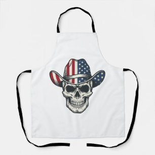 Patriotisches Cowboy-Totenkopf-Vintage-Stickerei-S Schürze