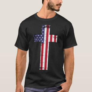 Patriotisches Cross US Unabhängigkeit 4. Juli Grap T-Shirt