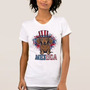 Patriotisches Dachshund Merica Vintage Hund Shirt_ T-Shirt