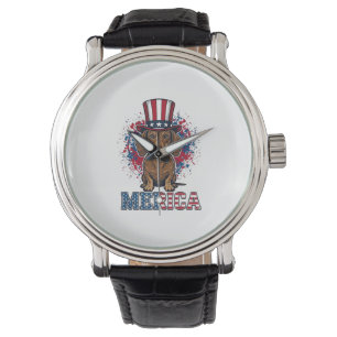Patriotisches Dachshund Merica Vintage Hundeshirt_ Armbanduhr