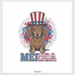 Patriotisches Dachshund Merica Vintage Hundeshirt_ Aufkleber