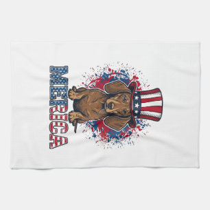 Patriotisches Dachshund Merica Vintage Hundeshirt_ Geschirrtuch