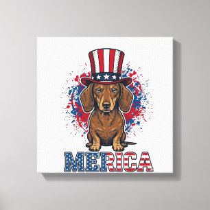 Patriotisches Dachshund Merica Vintage Hundeshirt_ Leinwanddruck