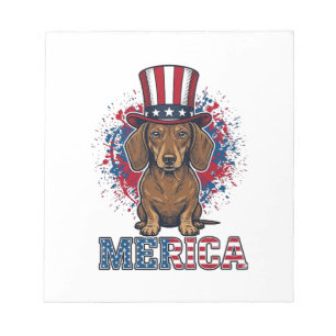 Patriotisches Dachshund Merica Vintage Hundeshirt_ Notizblock