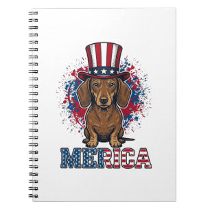 Patriotisches Dachshund Merica Vintage Hundeshirt_ Notizblock