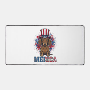 Patriotisches Dachshund Merica Vintage Hundeshirt_ Schreibtischunterlage