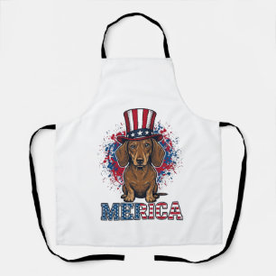 Patriotisches Dachshund Merica Vintage Hundeshirt_ Schürze