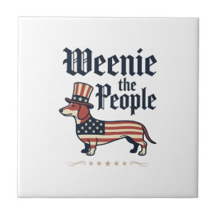 Patriotisches Dachshund-T-Shirt Weenie the People_ Fliese