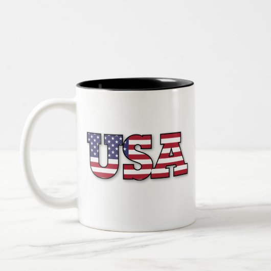 Patriotisches Design der amerikanischen Flagge Zweifarbige Tasse (Links)