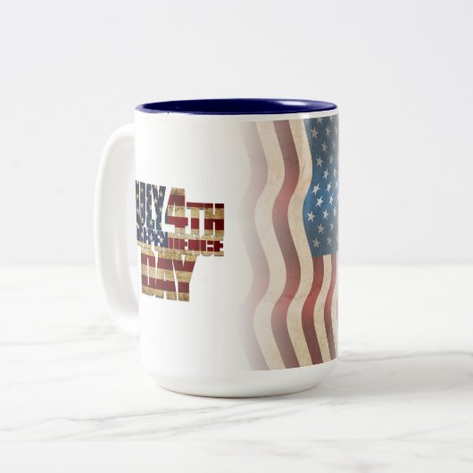 Patriotisches Design vom 4. Juli Zweifarbige Tasse (Vorderseite Links)