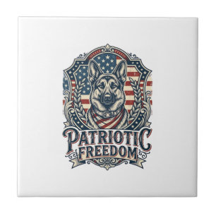 Patriotisches deutsches Schäferhund-Vektorgrafik-T Fliese