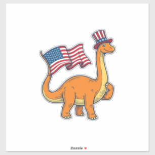 Patriotisches Dinosaurier-Flagge Vintage-Stickerei Aufkleber