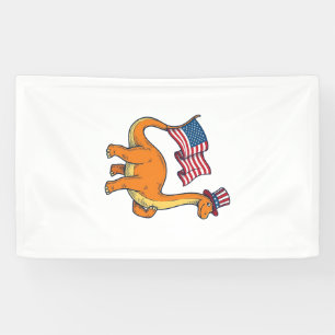 Patriotisches Dinosaurier-Flagge Vintage-Stickerei Banner