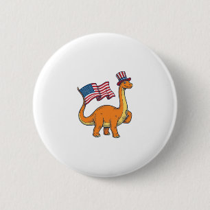 Patriotisches Dinosaurier-Flagge Vintage-Stickerei Button