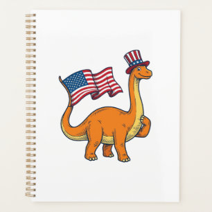 Patriotisches Dinosaurier-Flagge Vintage-Stickerei Planer