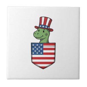 Patriotisches Dinosaurier-Tasche Vintage-Shirt-Des Fliese