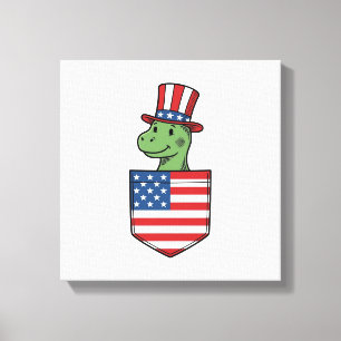 Patriotisches Dinosaurier-Tasche Vintage-Shirt-Des Leinwanddruck
