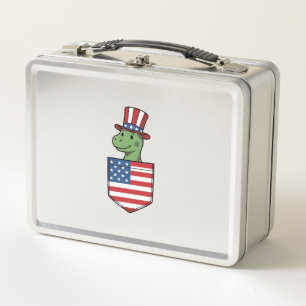 Patriotisches Dinosaurier-Tasche Vintage-Shirt-Des Metall Brotdose