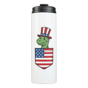 Patriotisches Dinosaurier-Tasche Vintage-Shirt-Des Thermosbecher