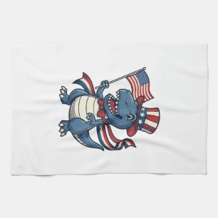 Patriotisches Dinosaurier Vintage Vektor Shirt Des Geschirrtuch