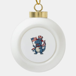 Patriotisches Dinosaurier Vintage Vektor-Shirt Des Keramik Kugel-Ornament