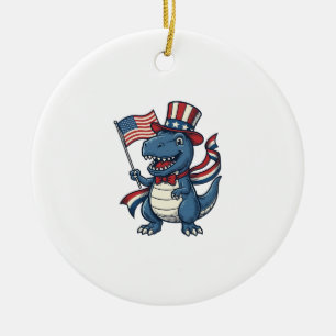 Patriotisches Dinosaurier Vintage Vektor-Shirt Des Keramik Ornament