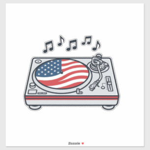 Patriotisches DJ-Plattenspieler-Musik-Vintage-Shir Aufkleber