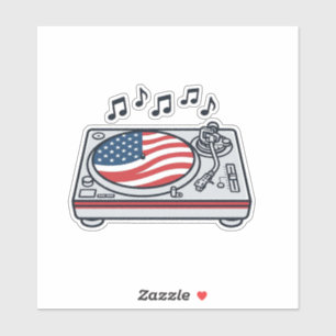 Patriotisches DJ-Plattenspieler-Musik-Vintage-Shir Aufkleber