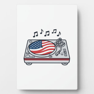 Patriotisches DJ-Plattenspieler-Musik-Vintage-Shir Fotoplatte