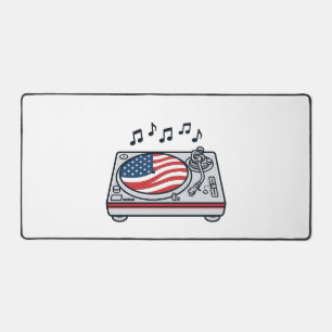 Patriotisches DJ-Plattenspieler-Musik-Vintage-Shir Schreibtischunterlage