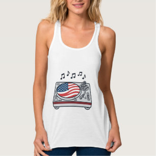 Patriotisches DJ-Plattenspieler-Musik-Vintage-Shir Tank Top