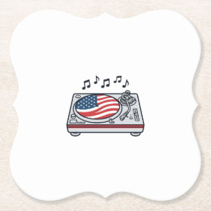 Patriotisches DJ-Plattenspieler-Musik-Vintage-Shir Untersetzer