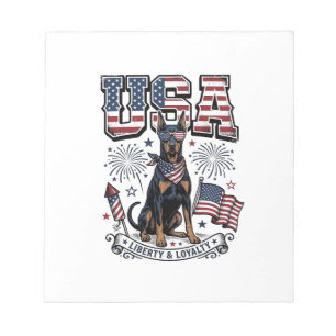Patriotisches Doberman USA Vintage Gravur Shirt De Notizblock