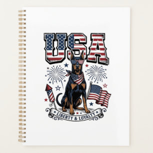 Patriotisches Doberman USA Vintage Gravur Shirt De Planer
