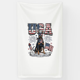 Patriotisches Dobermann-USA-Vintage-Stickerei-Shir Banner