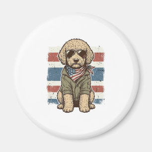 Patriotisches Doodle-Hund Vintage-Gravur-Shirt-Des Magnet