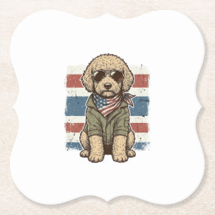 Patriotisches Doodle-Hund Vintage-Gravur-Shirt-Des Untersetzer