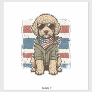 Patriotisches Doodle-Hund Vintage-Stickerei-Shirt- Aufkleber