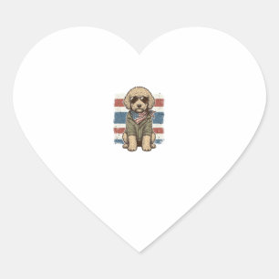 Patriotisches Doodle-Hund Vintage-Stickerei-Shirt- Herz-Aufkleber
