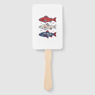 Patriotisches Drei-Fisch-Vintage-Stickerei-Shirt-D Fächer