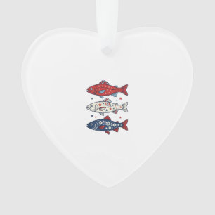 Patriotisches Drei-Fisch-Vintage-Stickerei-Shirt-D Ornament