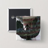 Patriotisches Eagle mit Flagge Button (Vorne & Hinten)