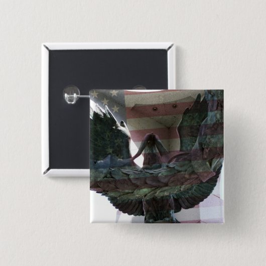 Patriotisches Eagle mit Flagge Button (Vorne & Hinten)
