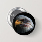 Patriotisches Eagle mit Flaggenhintergrund Button (Vorne & Hinten)