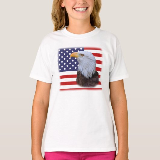 Patriotisches Eagle und USA-Flagge T-Shirt (Vorderseite)