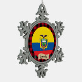 Patriotisches Ecuador, kariertes Rotes Büffel, Ecu Schneeflocken Zinn-Ornament (Links)