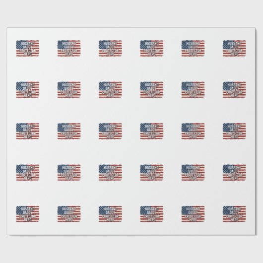 Patriotisches Ehemann Daddy Beschützer Held Flagge Geschenkpapier (Flach)